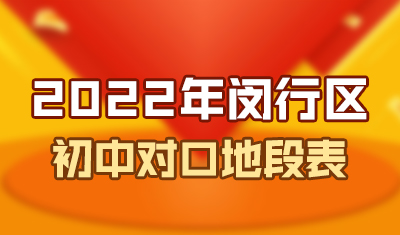 2022年闵行区初中对口地段表